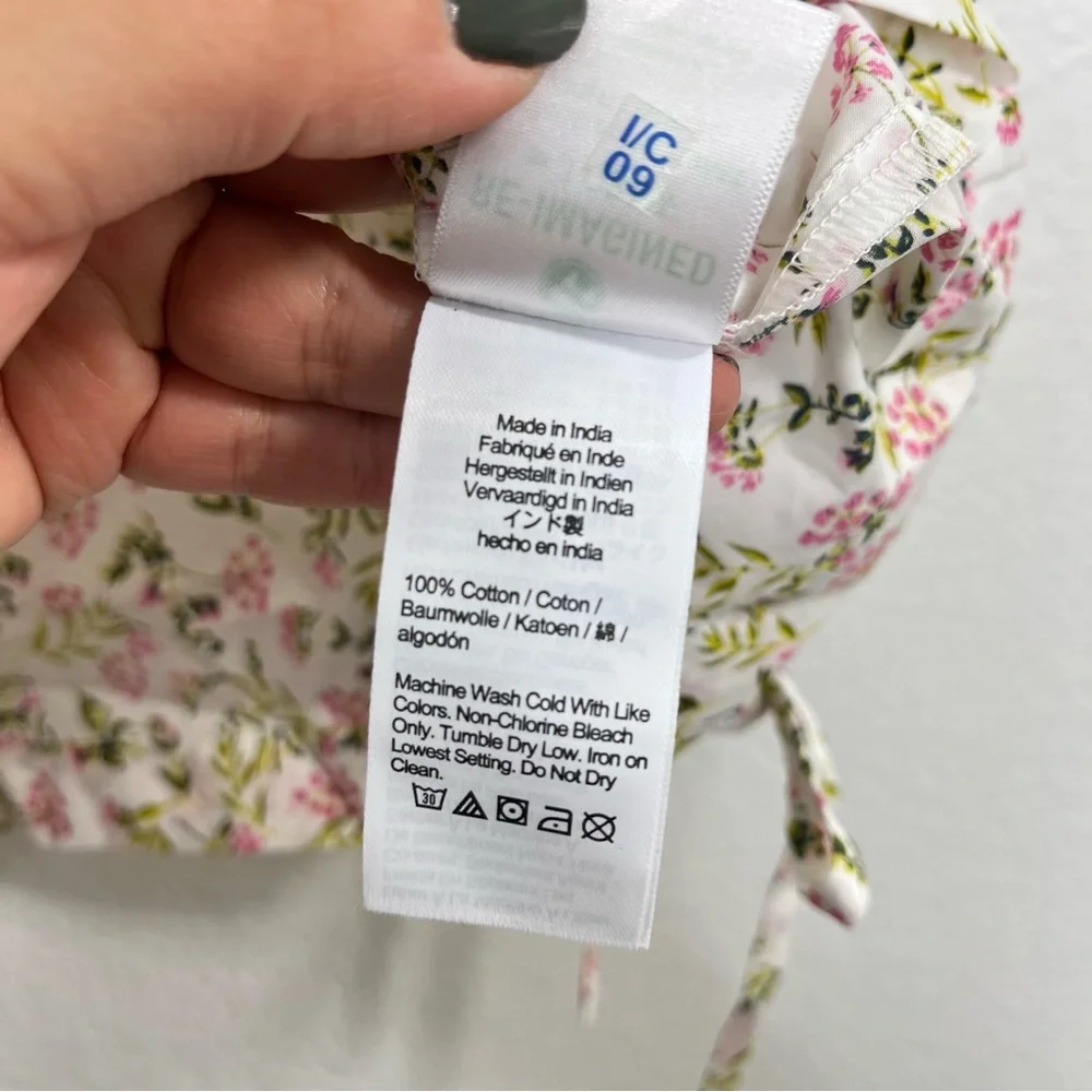 J.Crew NWOT Tie-sleeve button-front cotton poplin top meadow floral‎ size Medium